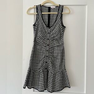 Parker Black and White Gingham Checkered Dress Button Front Size 0